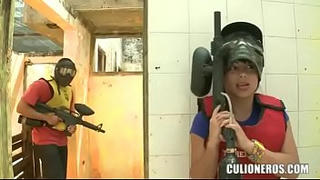 CULIONEROS - Sexy Latina with huge butt and boobs playing paintball